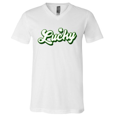 Lucky Charm Shamrock Lucky V-Neck T-Shirt