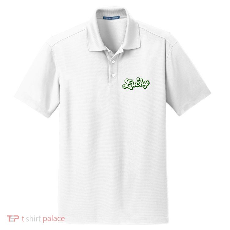 Lucky Charm Shamrock Lucky Dry Zone Grid Polo