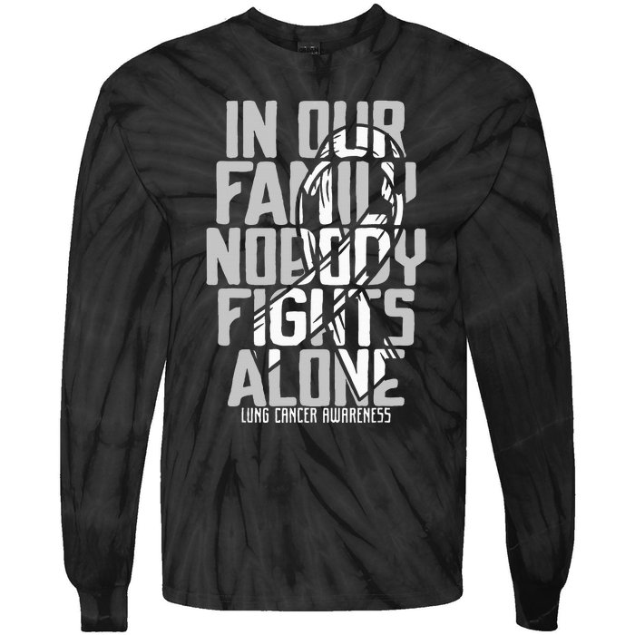 Lung Cancer Support White Family Lung Cancer Awareness Tie-Dye Long Sleeve Shirt