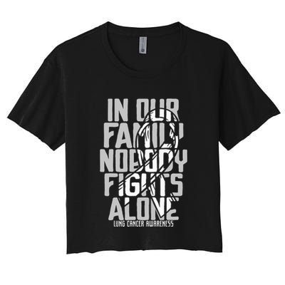 Lung Cancer Support White Family Lung Cancer Awareness Crop Top