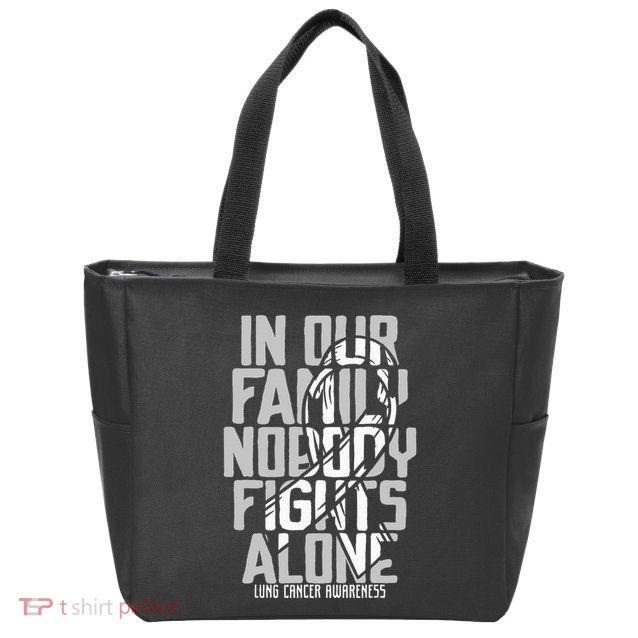 Lung Cancer Support White Family Lung Cancer Awareness Zip Tote Bag