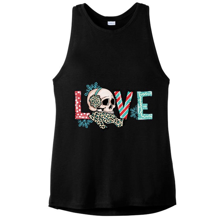 Love Christmas Skull Funny Xmas Hoilday Gift Ladies PosiCharge Tri-Blend Wicking Tank
