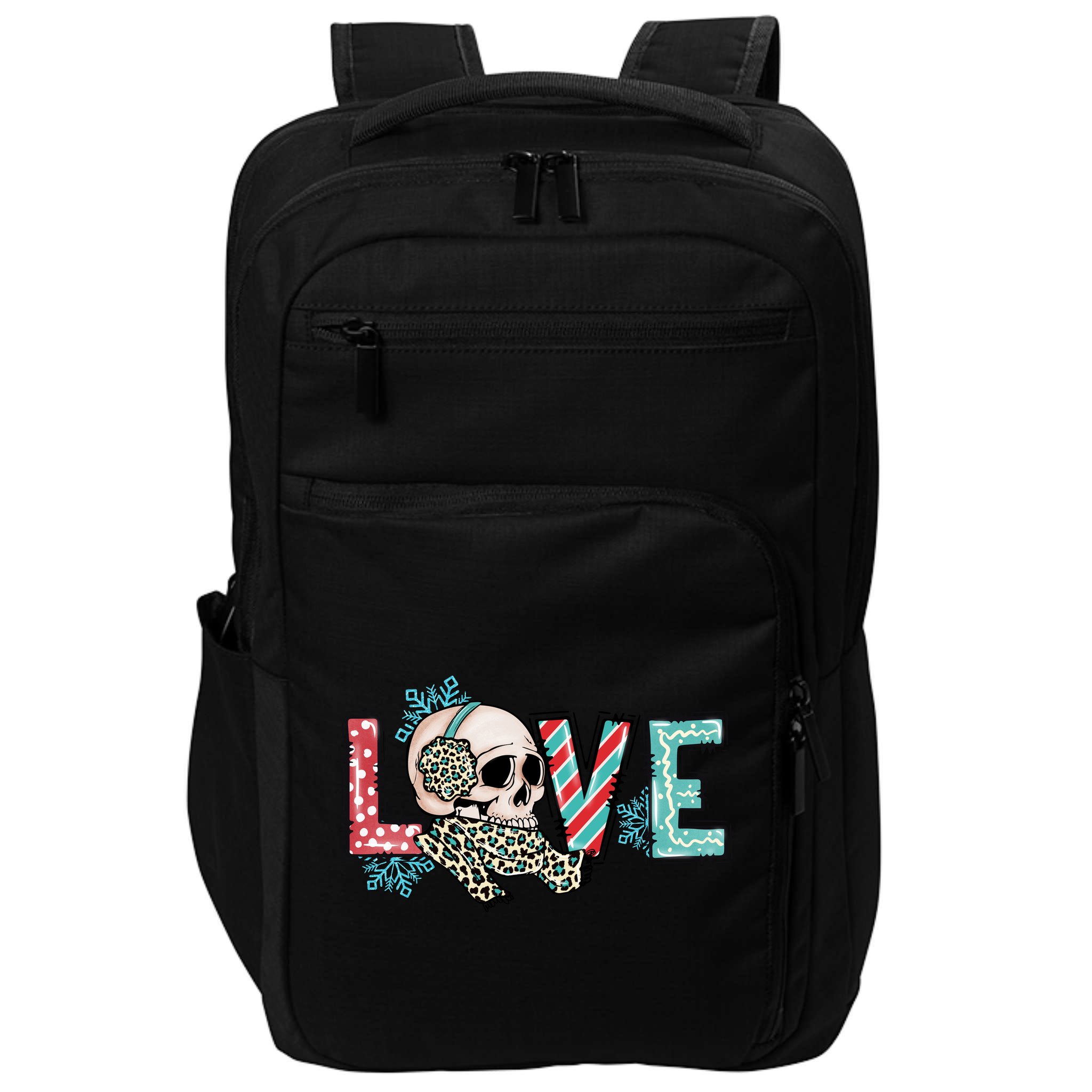Love Christmas Skull Funny Xmas Hoilday Gift Impact Tech Backpack