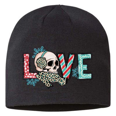 Love Christmas Skull Funny Xmas Hoilday Gift Sustainable Beanie