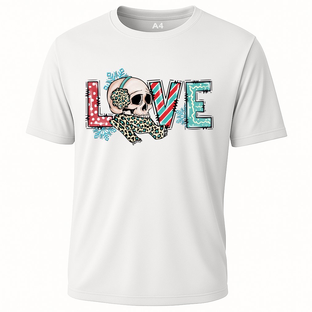 Love Christmas Skull Funny Xmas Hoilday Gift Cooling Performance Crew T-Shirt