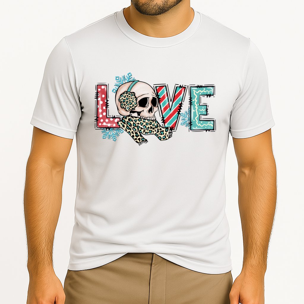 Love Christmas Skull Funny Xmas Hoilday Gift Cooling Performance Crew T-Shirt
