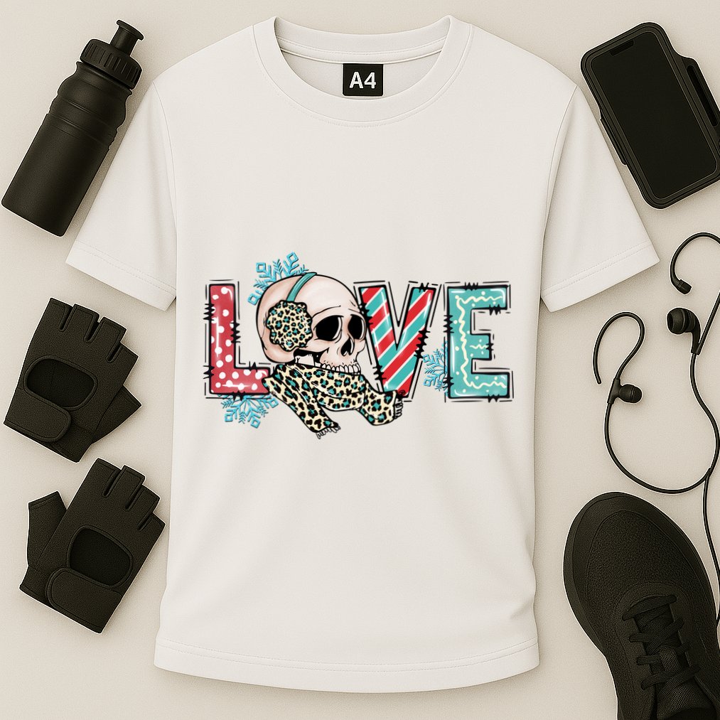 Love Christmas Skull Funny Xmas Hoilday Gift Cooling Performance Crew T-Shirt