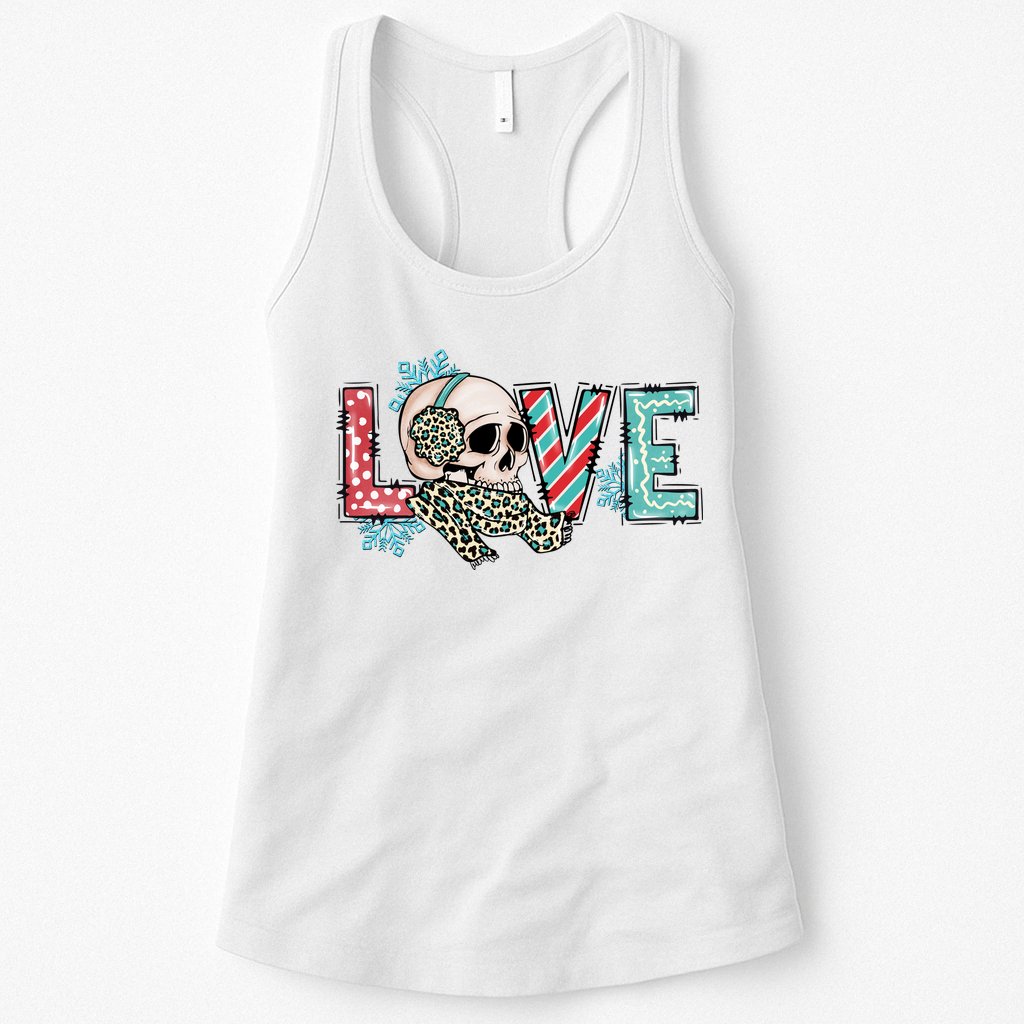 Love Christmas Skull Funny Xmas Hoilday Gift Womens Tank Top