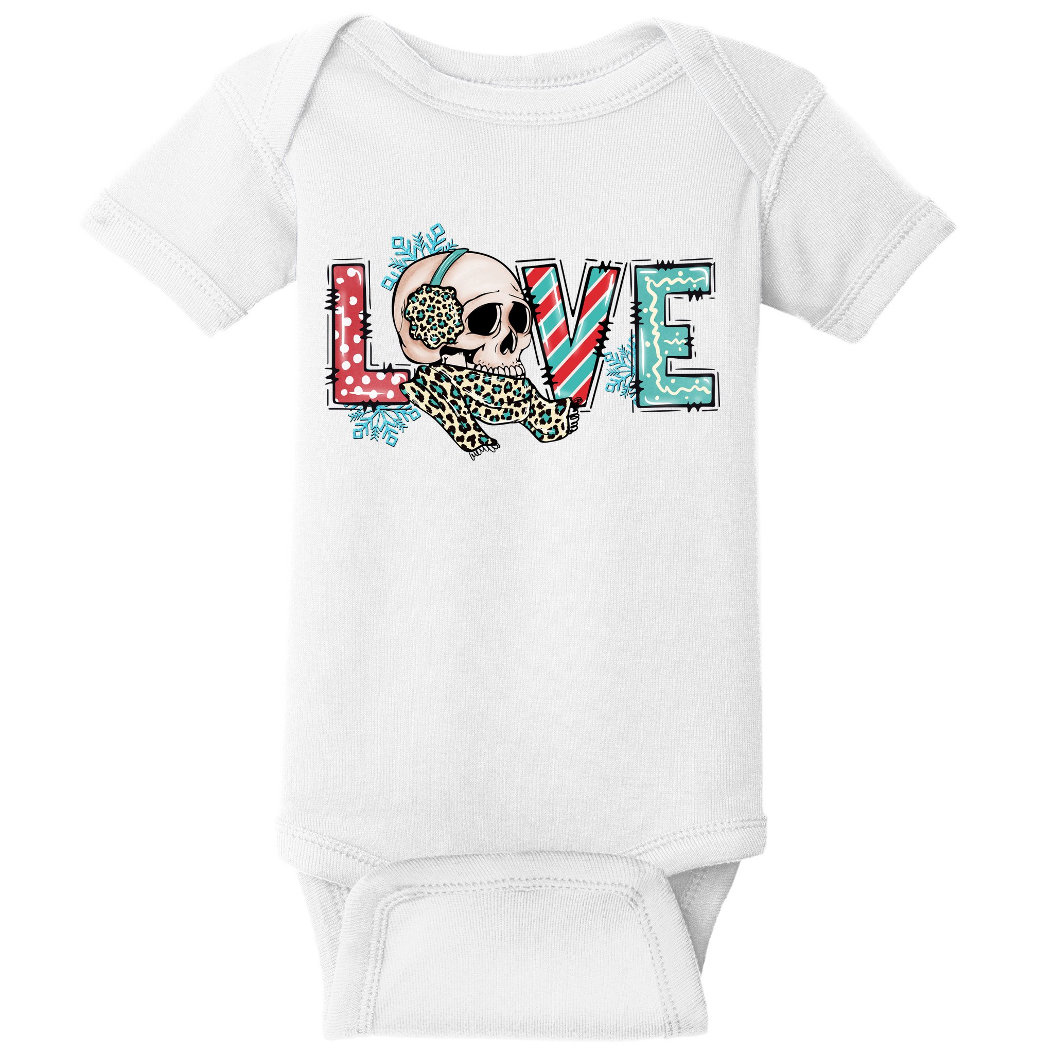 Love Christmas Skull Funny Xmas Hoilday Gift Baby Bodysuit