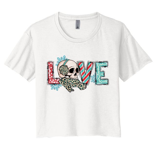 Love Christmas Skull Funny Xmas Hoilday Gift Crop Top