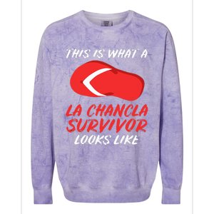 La Chancla Survivor Funny Family Humor Gift Colorblast Crewneck Sweatshirt