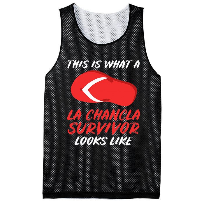 La Chancla Survivor Funny Family Humor Gift Mesh Reversible Basketball Jersey Tank