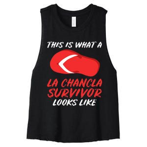 La Chancla Survivor Funny Family Humor Gift Women's Racerback Cropped Tank