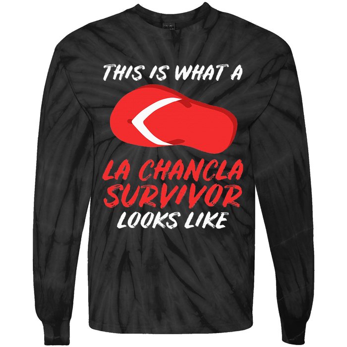 La Chancla Survivor Funny Family Humor Gift Tie-Dye Long Sleeve Shirt