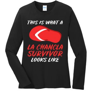 La Chancla Survivor Funny Family Humor Gift Ladies Long Sleeve Shirt