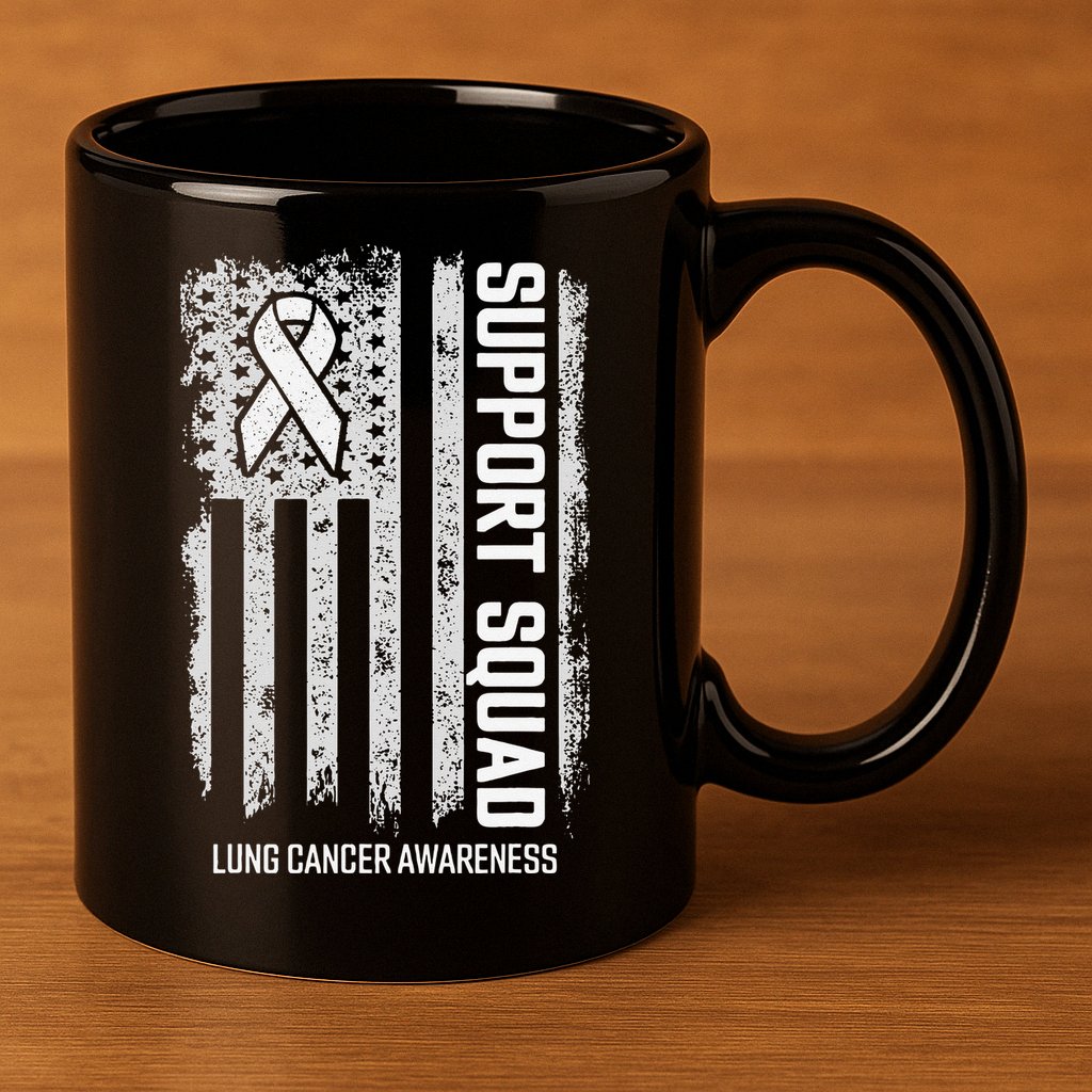 Lung Cancer Support Squad Lung Cancer Awareness 11oz C Handle Ceramic Mug