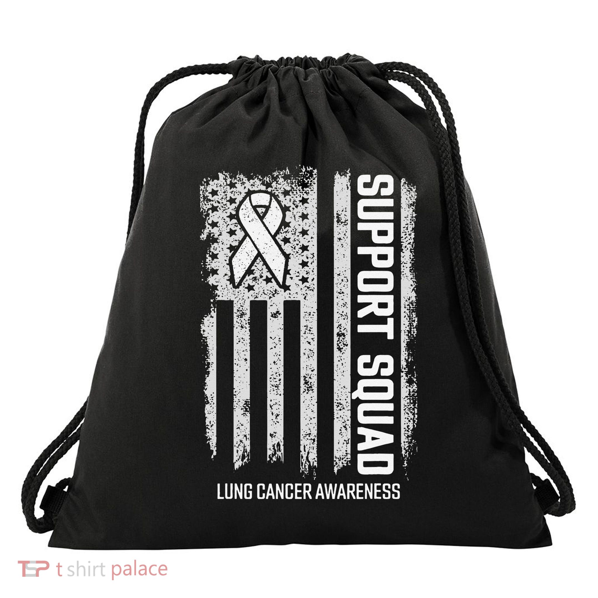 Lung Cancer Support Squad Lung Cancer Awareness Drawstring Bag