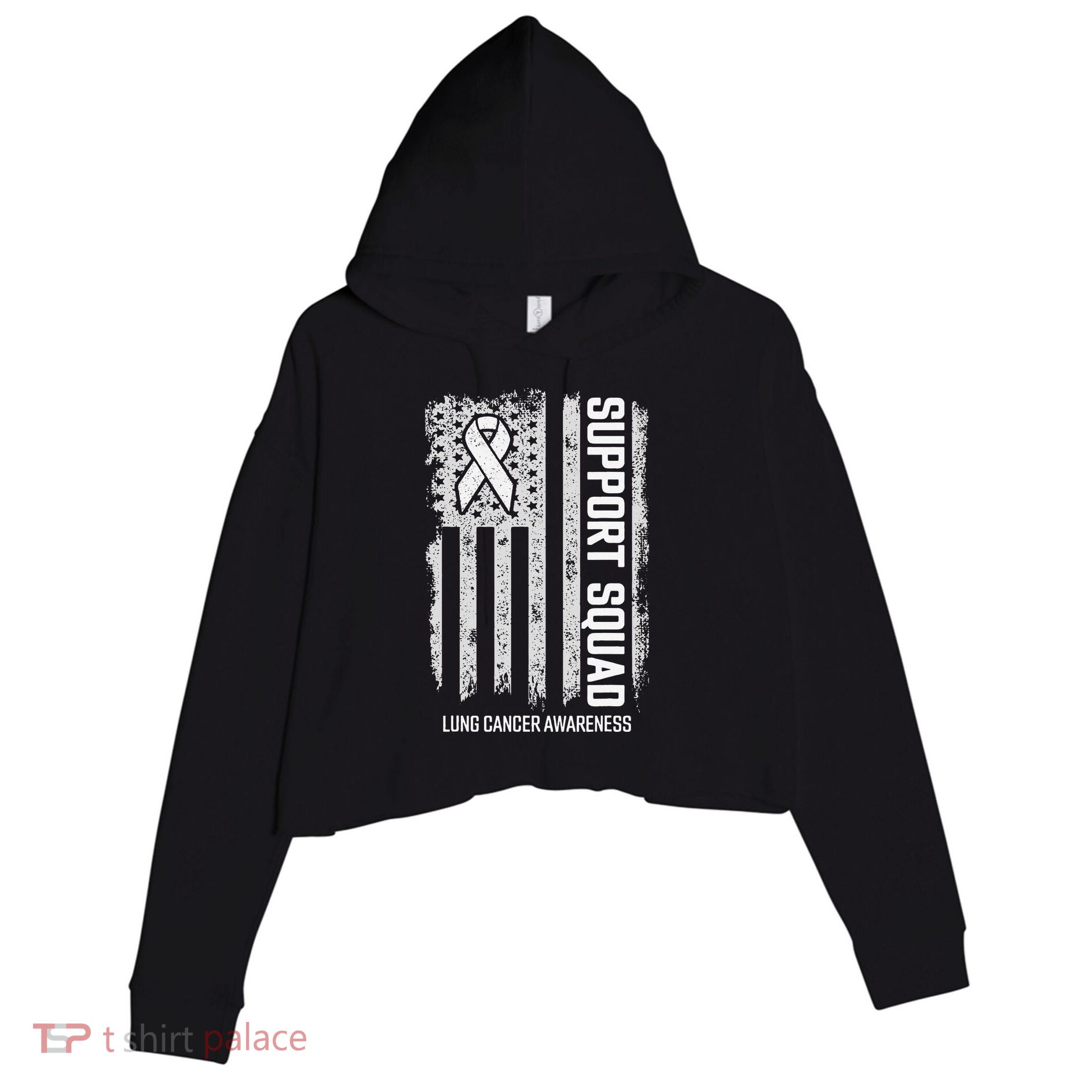 Lung Cancer Support Squad Lung Cancer Awareness Crop Fleece Hoodie