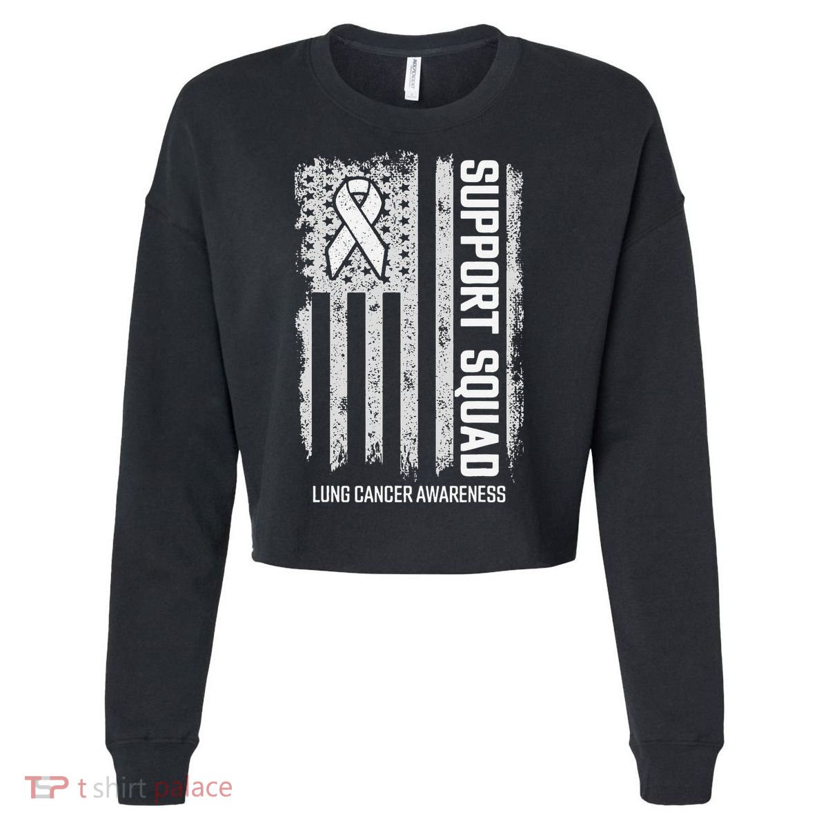 Lung Cancer Support Squad Lung Cancer Awareness Cropped Pullover Crew