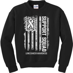 Lung Cancer Support Squad Lung Cancer Awareness Kids Sweatshirt