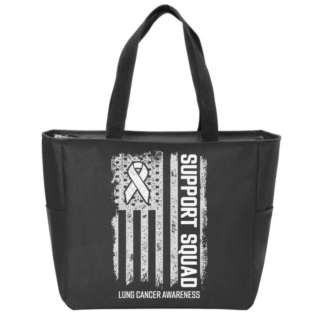 Lung Cancer Support Squad Lung Cancer Awareness Zip Tote Bag
