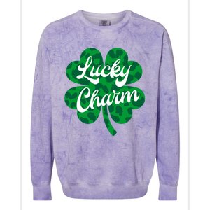 Lucky Charm St Patricks Day - Lucky Irish - Leopard Shamrock Colorblast Crewneck Sweatshirt