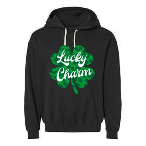 Lucky Charm St Patricks Day - Lucky Irish - Leopard Shamrock Garment-Dyed Fleece Hoodie