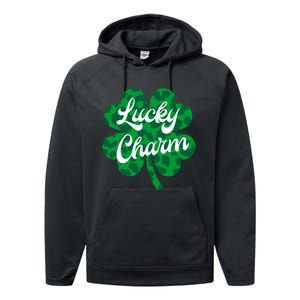 Lucky Charm St Patricks Day - Lucky Irish - Leopard Shamrock Performance Fleece Hoodie