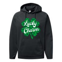 Lucky Charm St Patricks Day - Lucky Irish - Leopard Shamrock Performance Fleece Hoodie