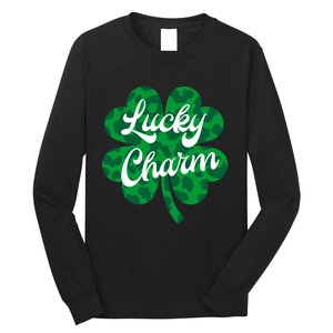 Lucky Charm St Patricks Day - Lucky Irish - Leopard Shamrock Long Sleeve Shirt