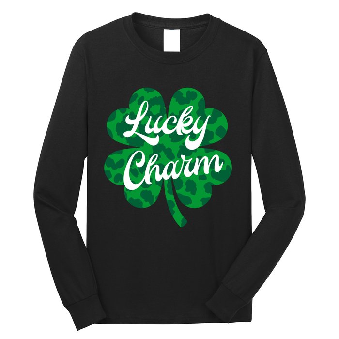 Lucky Charm St Patricks Day - Lucky Irish - Leopard Shamrock Long Sleeve Shirt