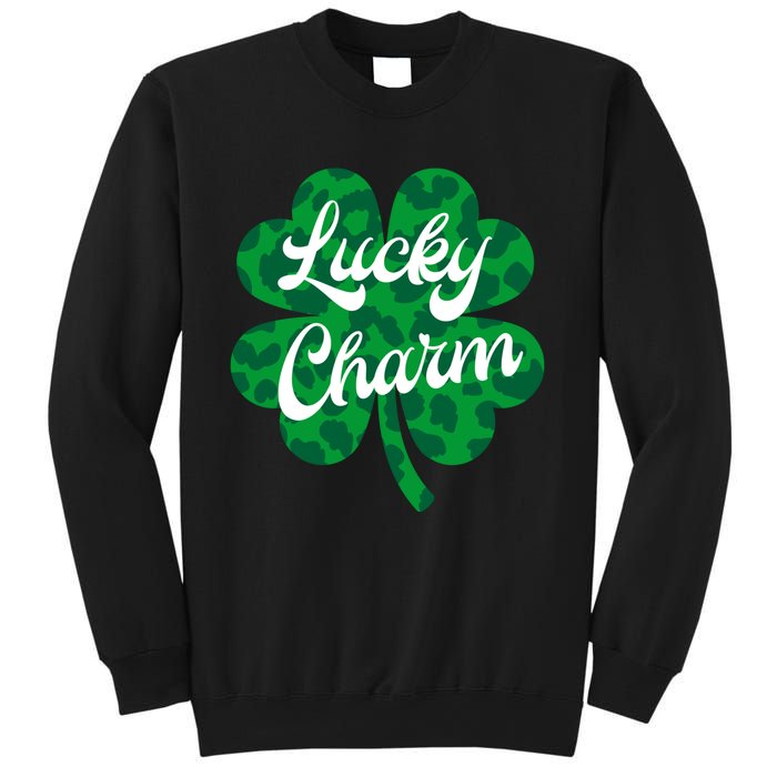 Lucky Charm St Patricks Day - Lucky Irish - Leopard Shamrock Sweatshirt