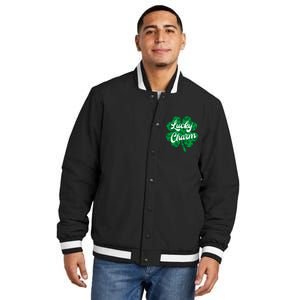 Lucky Charm St Patricks Day - Lucky Irish - Leopard Shamrock Insulated Varsity Jacket