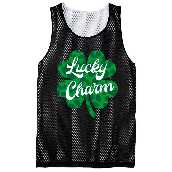 Lucky Charm St Patricks Day - Lucky Irish - Leopard Shamrock Mesh Reversible Basketball Jersey Tank