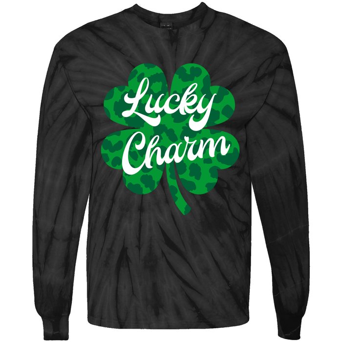 Lucky Charm St Patricks Day - Lucky Irish - Leopard Shamrock Tie-Dye Long Sleeve Shirt