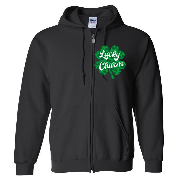 Lucky Charm St Patricks Day - Lucky Irish - Leopard Shamrock Full Zip Hoodie