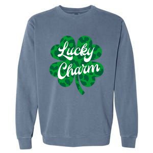 Lucky Charm St Patricks Day - Lucky Irish - Leopard Shamrock Garment-Dyed Sweatshirt