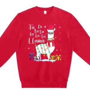 Llama Christmas Sweater Falala Lama Funny Xmas Premium Crewneck Sweatshirt