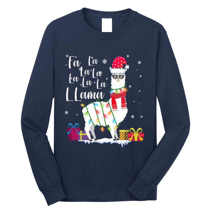 Llama Christmas Sweater Falala Lama Funny Xmas Long Sleeve Shirt