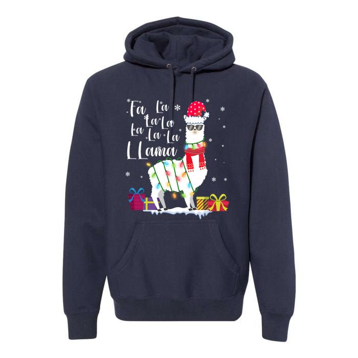 Llama Christmas Sweater Falala Lama Funny Xmas Premium Hoodie