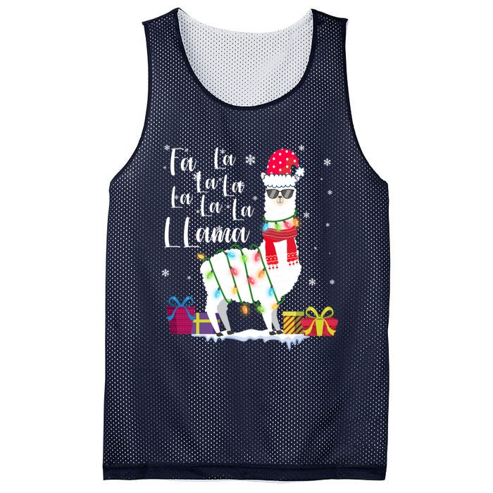 Llama Christmas Sweater Falala Lama Funny Xmas Mesh Reversible Basketball Jersey Tank