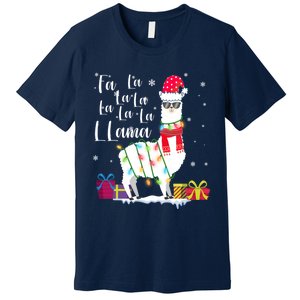 Llama Christmas Sweater Falala Lama Funny Xmas Premium T-Shirt