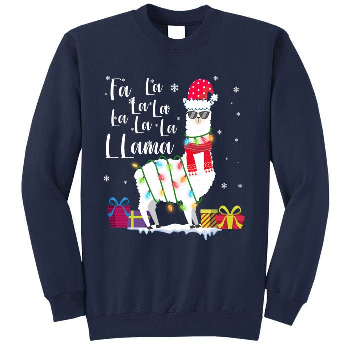 Llama Christmas Sweater Falala Lama Funny Xmas Tall Sweatshirt