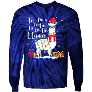 Llama Christmas Sweater Falala Lama Funny Xmas Tie-Dye Long Sleeve Shirt