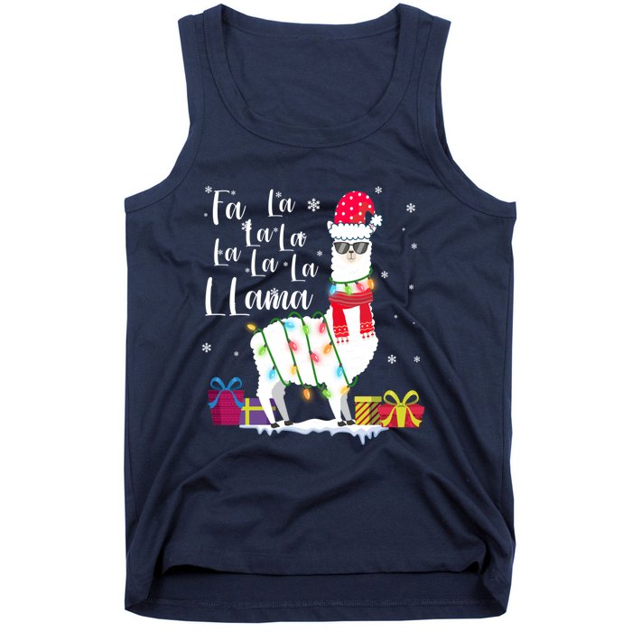 Llama Christmas Sweater Falala Lama Funny Xmas Tank Top