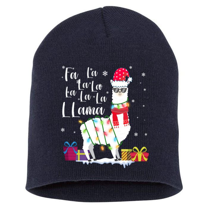 Llama Christmas Sweater Falala Lama Funny Xmas Short Acrylic Beanie