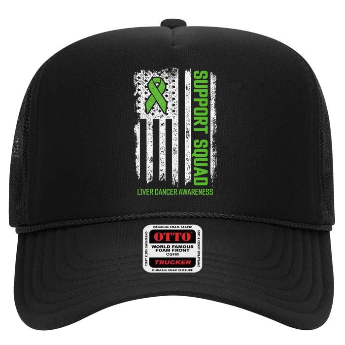 Liver Cancer Support Squad Liver Cancer Awareness High Crown Mesh Back Trucker Hat