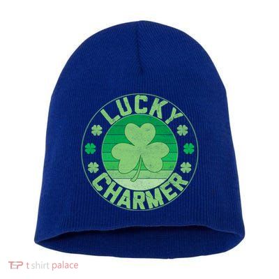 Lucky Charmer St Patricks Graphic Gift Short Acrylic Beanie