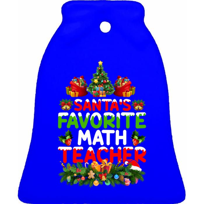 Lighting Christmas SantaS Favorite Math Teacher Xmas Meaningful Gift Ceramic Bell Ornament