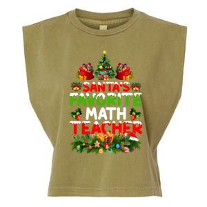 Lighting Christmas SantaS Favorite Math Teacher Xmas Meaningful Gift Garment-Dyed Women's Muscle Tee